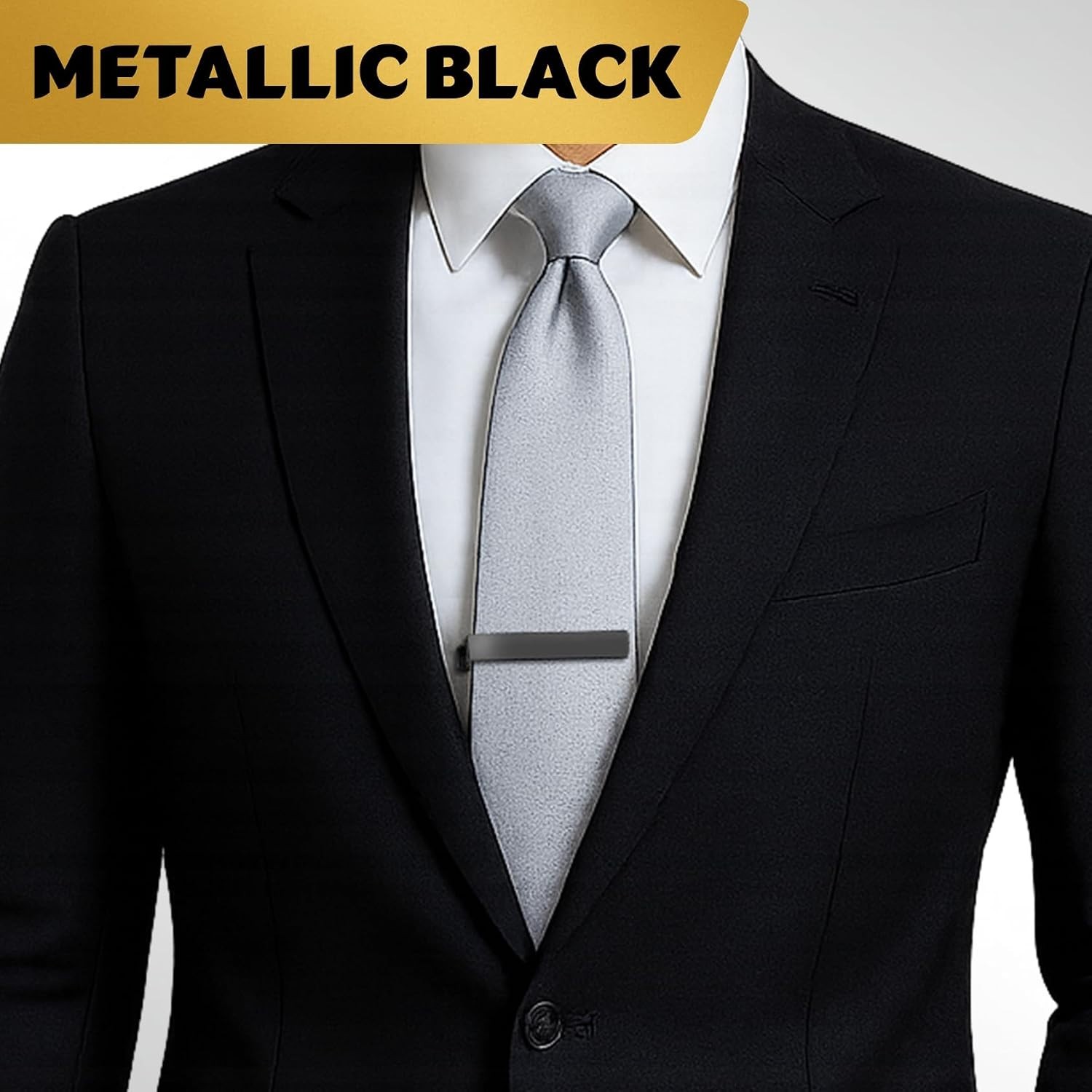 3-Piece Elegant Tie Clips Set in Gold, Silver & Black – Perfect for Weddings