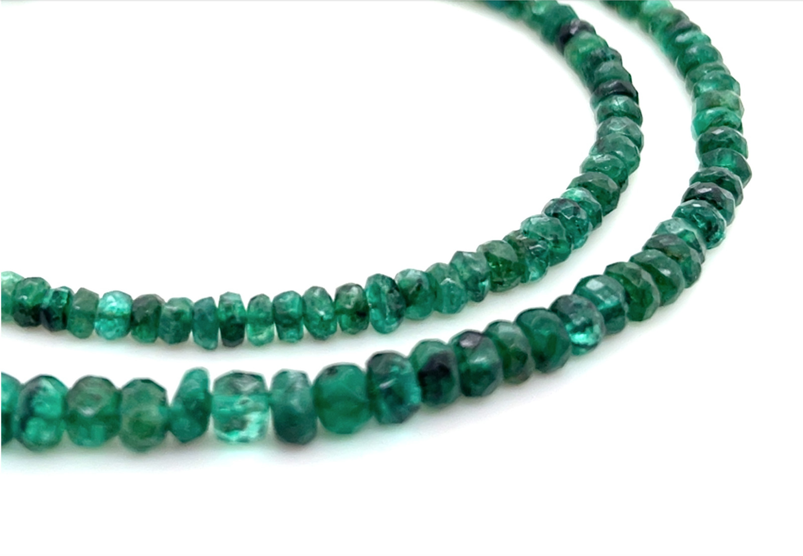 Natural Zambian Emerald Necklace 9K SOLID GOLD Clasp Faceted Emerald Beads