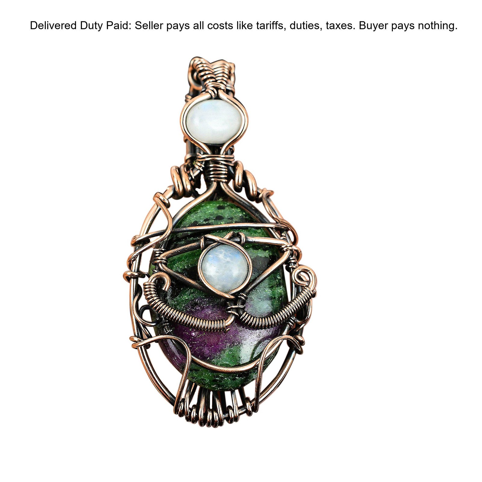 Copper Oval Natural Zambian Emrald Valentine’s Day Anniversary Pendant Jewelry