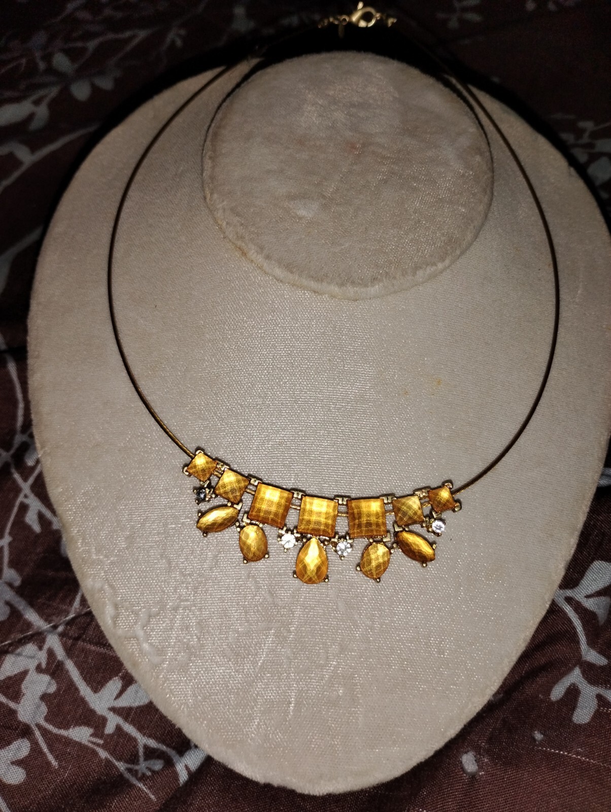 Vintage SAQ Faux Citrine Bib Necklace