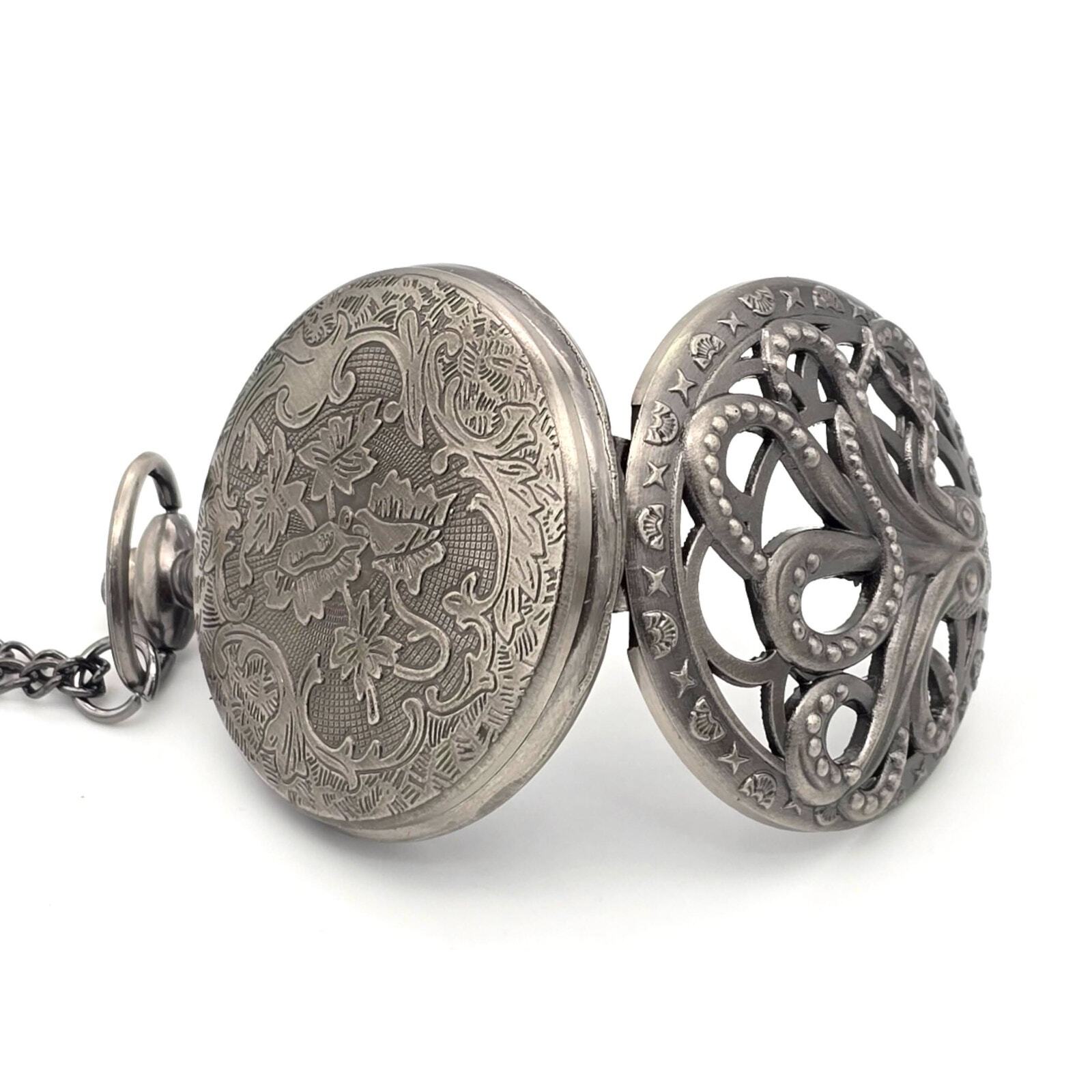 Octopus Pocket Watch – Nautical Charm, Sea Creature Kraken Gift Squid Sailor