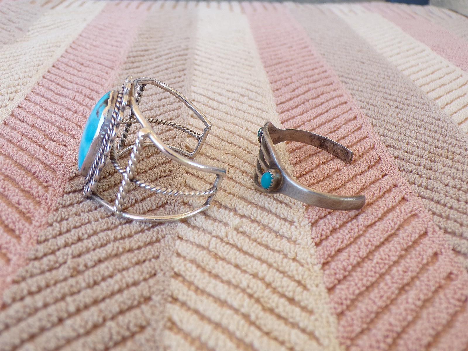 2 BABY BLING Childrens Sterling & Turquoise Bracelets 1 Repaired 35 Grams Total