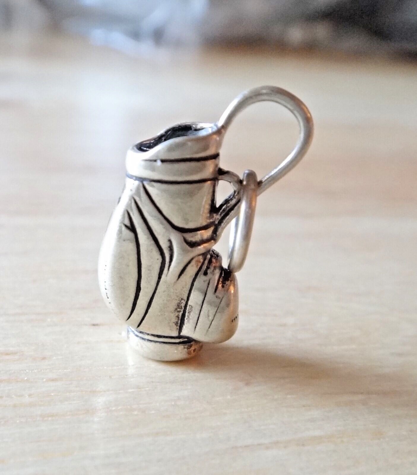 Sterling Silver 3D 17x9mm 3.3 gram detailed Solid Golf Bag Charm