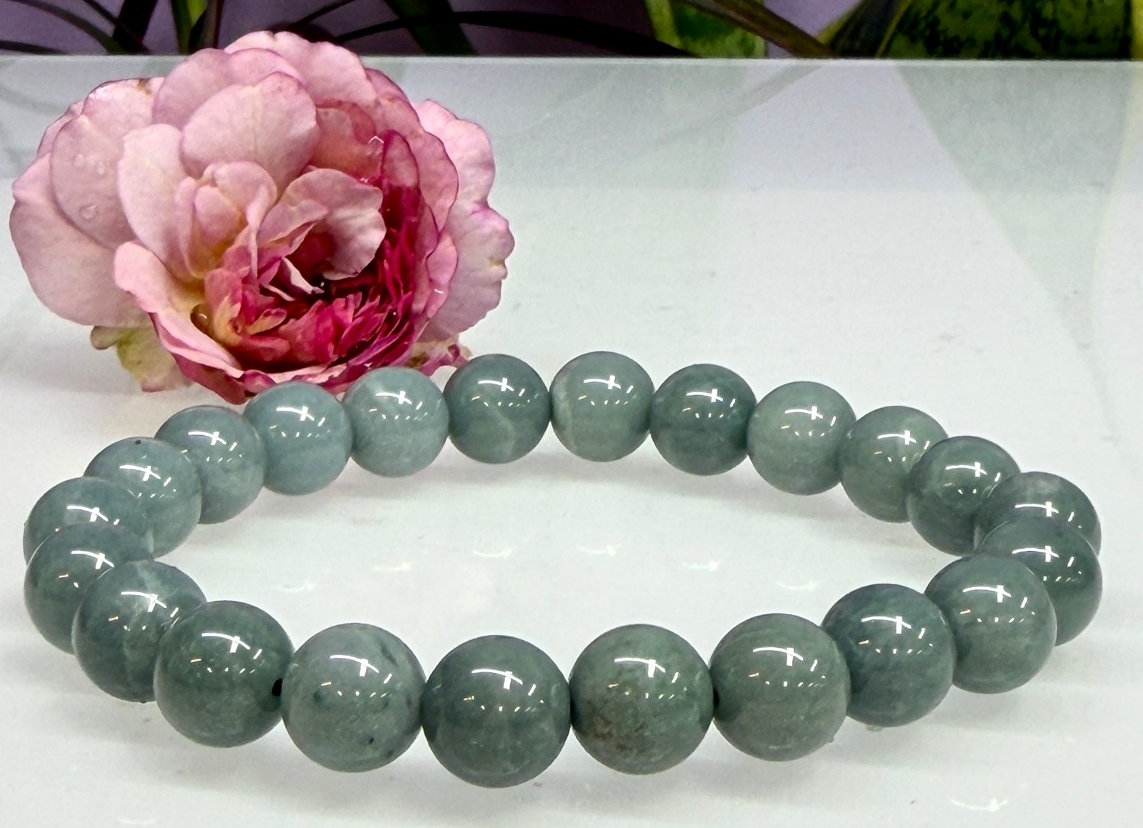 Wholesale 6 Pcs 9.5-10mm Jade Jadeite natural crystal Stretch Bracelet 8”