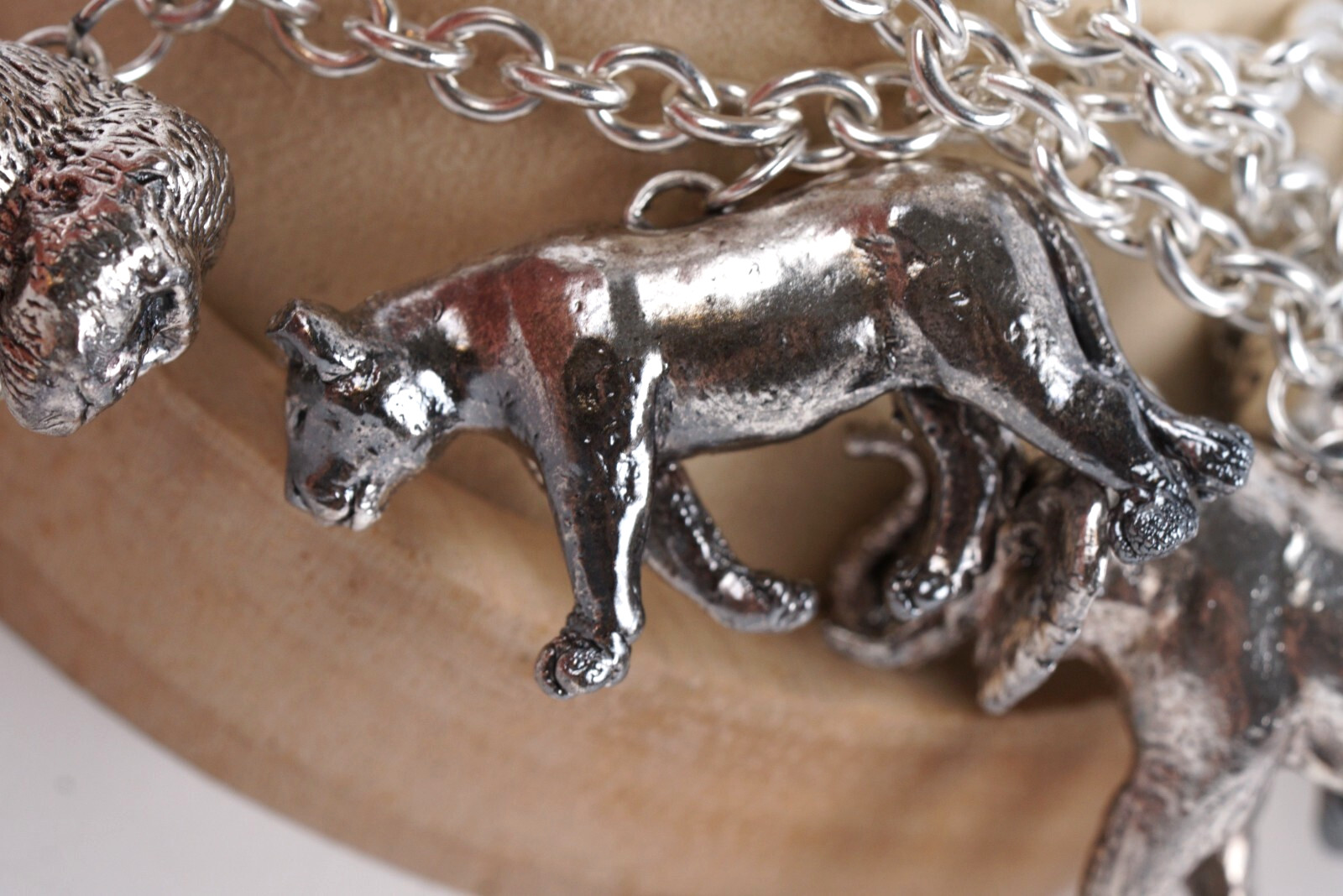 Susan Cummings Endangered Species African Animal Sterling Silver CharmBracelet