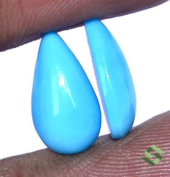 15×8 mm Natural Sleeping Beauty Turquoise Pear Cabochon Pair 6.16 CTS Loose Gems