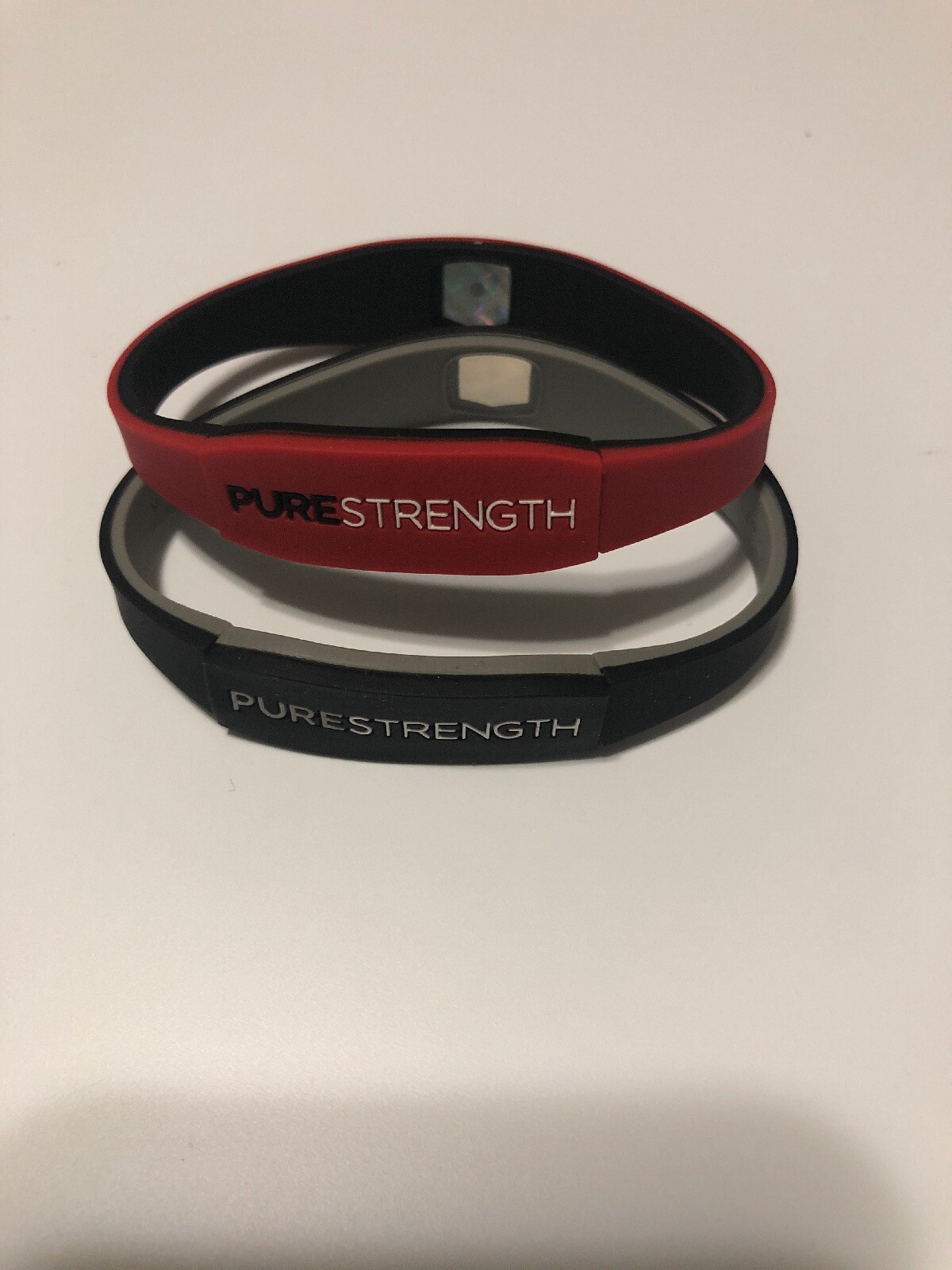 2 Pcs Black & Red PureStrength Pure Series Ion Charged Wristband