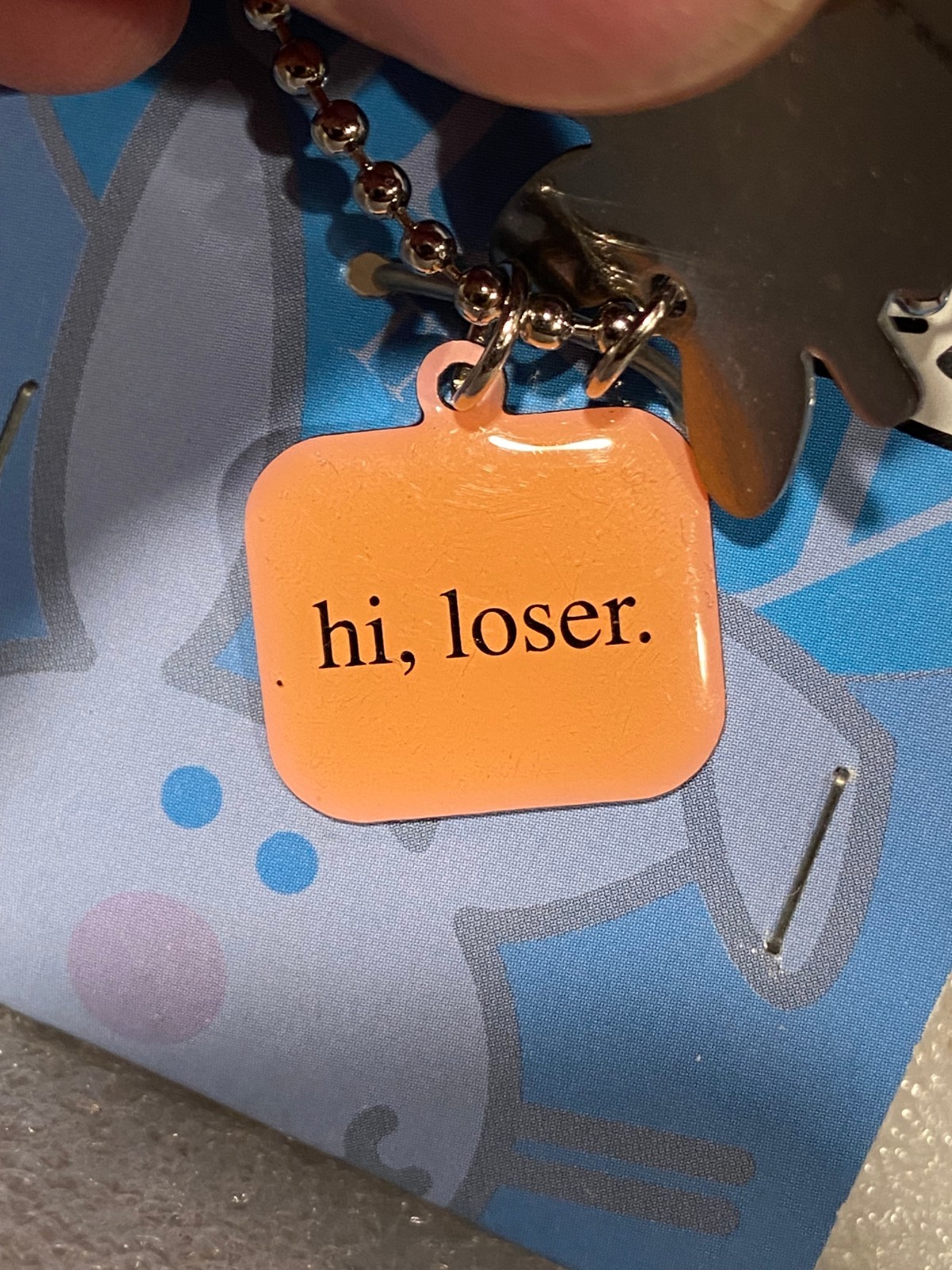 It’s Happy Bunny Charm Necklace (Hi Loser) *NEW On Backing* BB