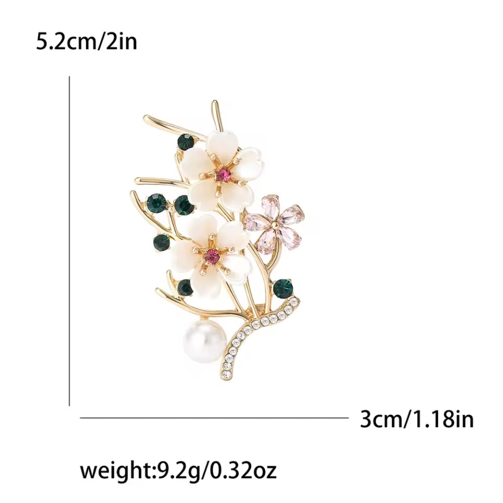 Luxury Blue Rhinestone Plum Flower Brooch Silver Pin Spring Summer Jewelry Gift