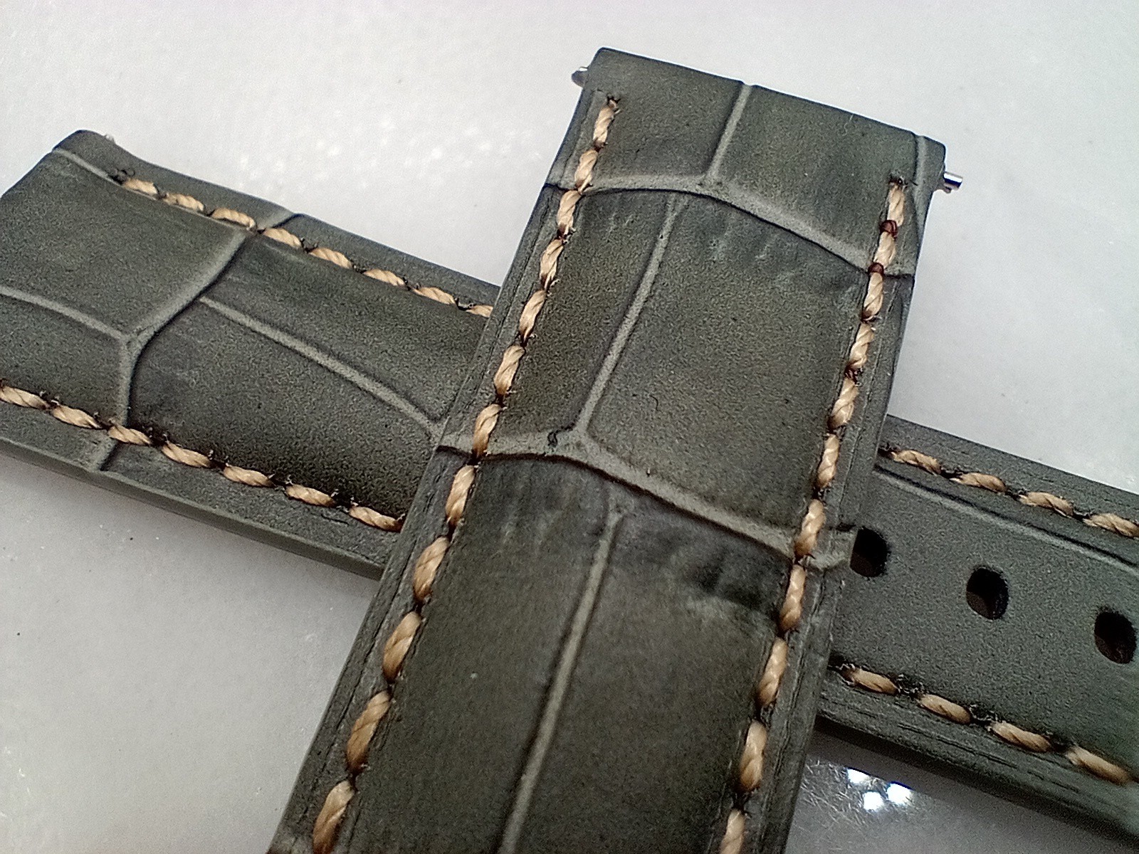 New 20mm Geckota Watchgecko Alligator Grain Calf Leather Grey Watch Strap 6B148