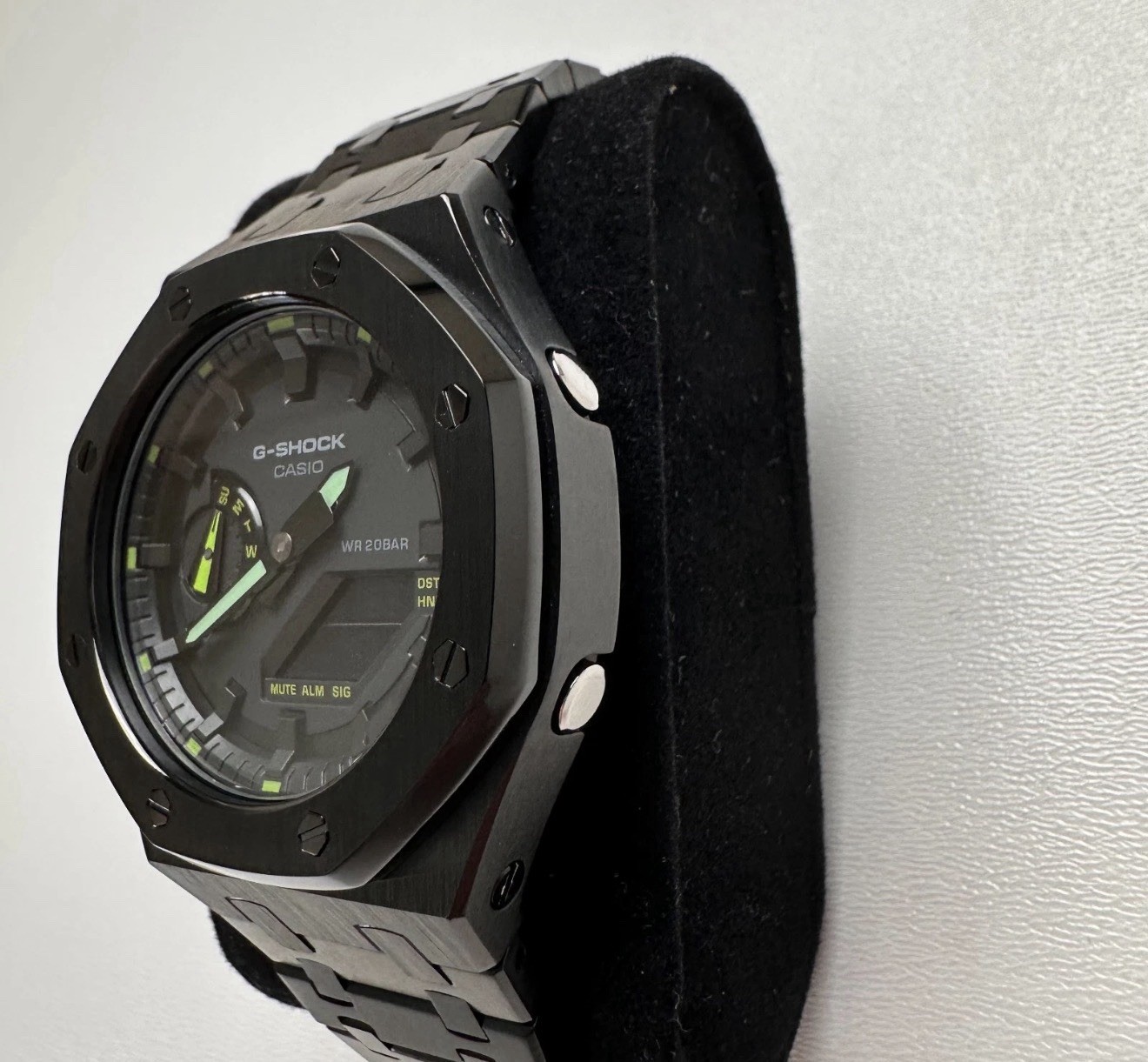 Casio G-Shock GA2100 Custom Stealth Black Metal Mod Analog Digital Watch CasiOak