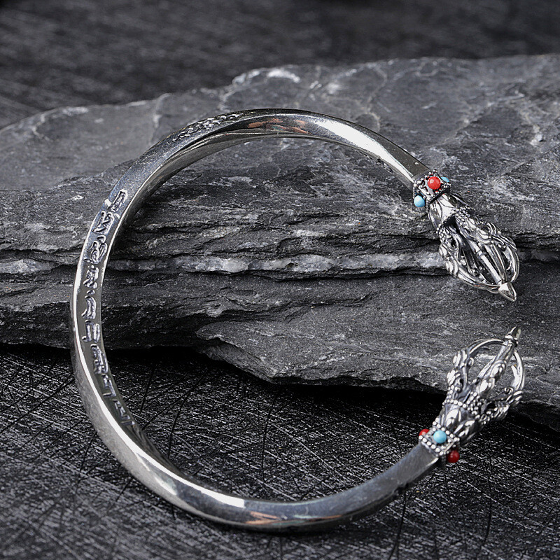 A24 Bangle Buddhist Vajra Magic Instrument Silver 925 Agate