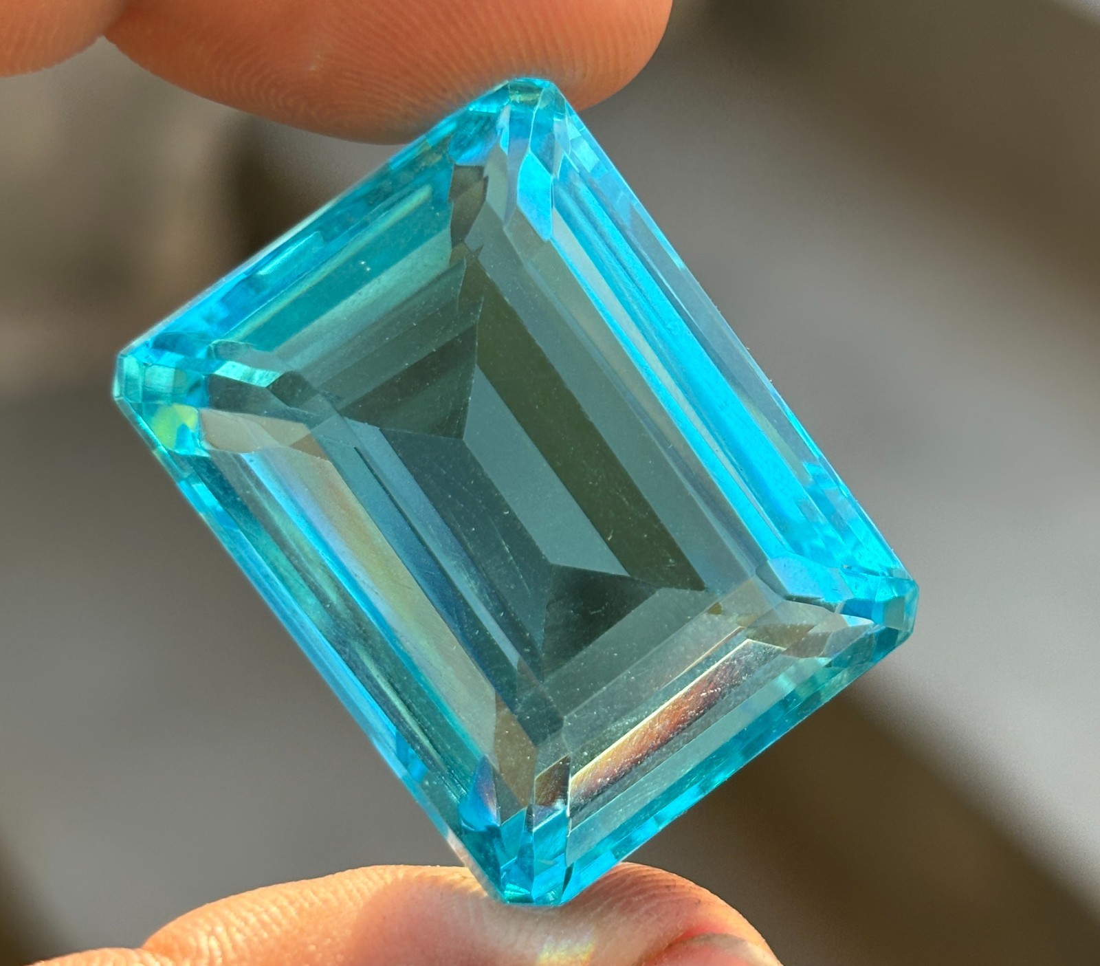 Certified 105 Ct Natural Emerald Cut Sky Blue Aquamarine Loose Gemstone BEST