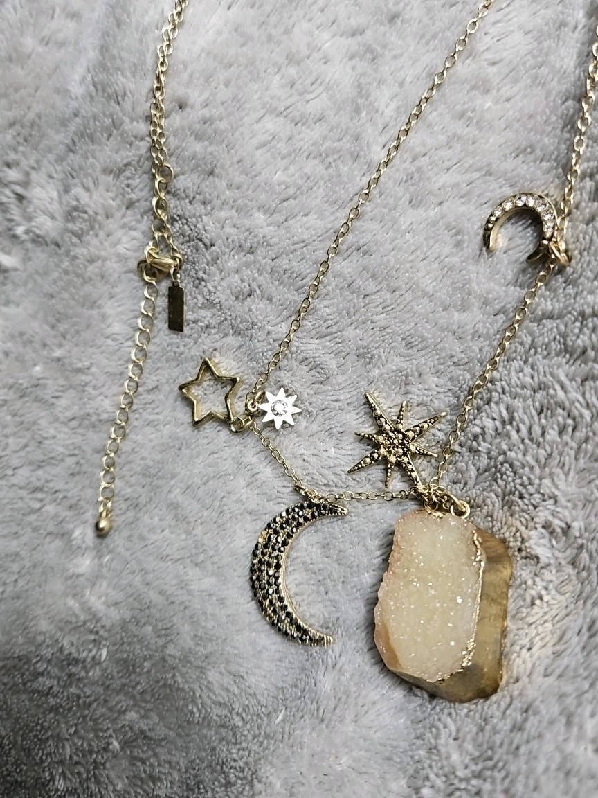 CANVAS STYLE Goldtone Celestial Filigree Stone Pendant Fashion Necklace 30 Inch