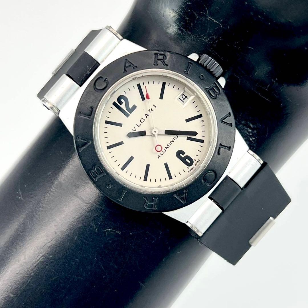 Bvlgari Aluminum AL32TA Quartz White Dial Boys Watch Japan 0714518