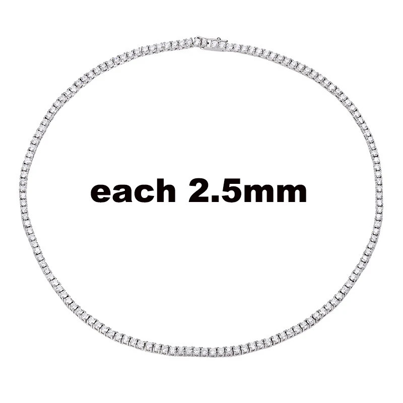 2.5-6.5Mm Full Moissanite Tennis Necklace for Women Sparkling Diamond Pendant 92