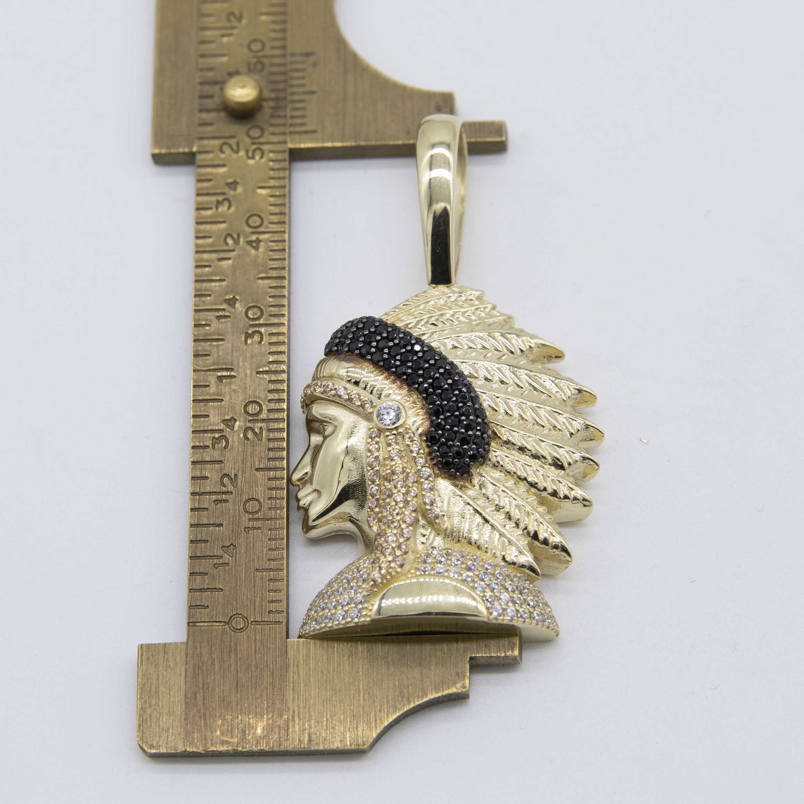 2″ Indian Chief Pendant Real 10K Yellow Gold