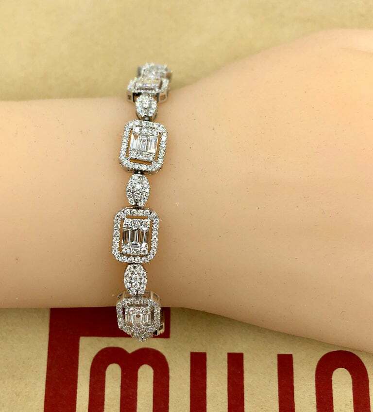 6.50CT Mixed Shapes Including Princess, Round & Baguette Cut CZ Wedding Bracelet