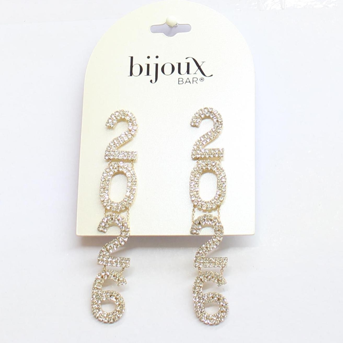 Bijoux Bar Fashion Dangly 2026 Rhinestone Post Earrings Gold / Silver Gray 3″
