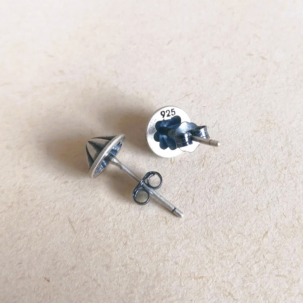 Oxidized 925 Sterling Silver Tiny Concho Small Stud Earrings Southwestern Unique
