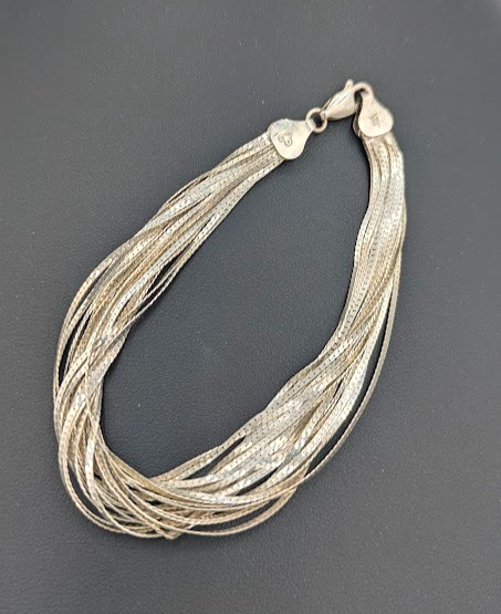 Vintage IBB Bracelet Liquid Silver 20 Strand Sterling Silver 925 Italy