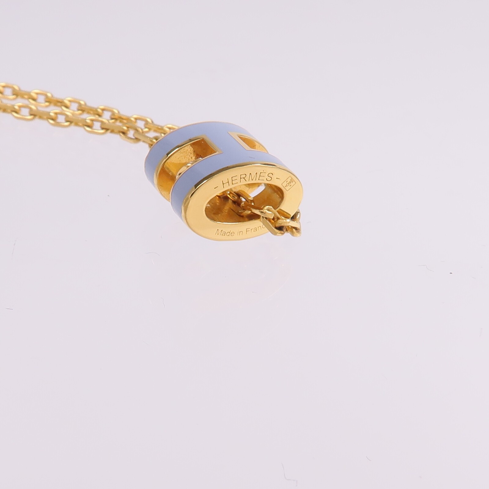 HERMES Mini Pop H Necklace Metal Blue/Gold