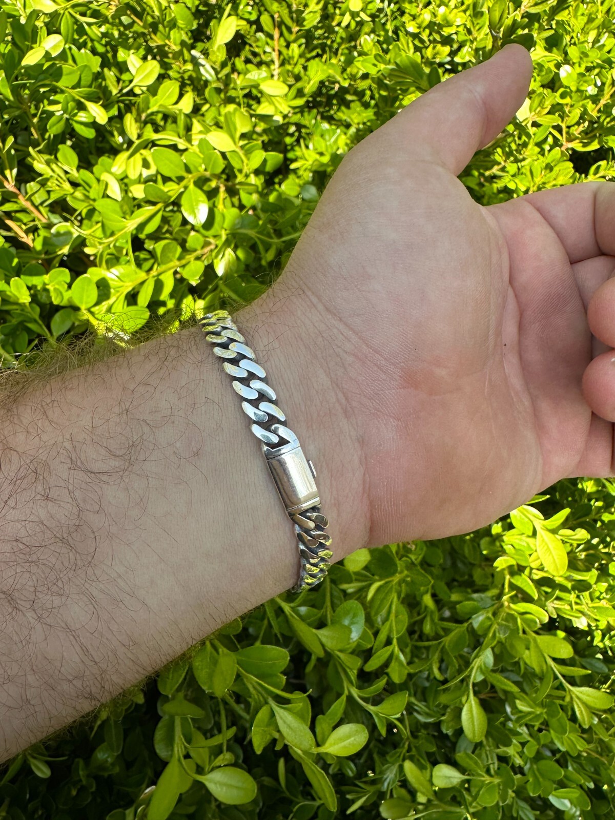Miami Cuban Link Mens Chain Bracelet Real 925 Sterling Silver Sleek Clasp 6-12mm