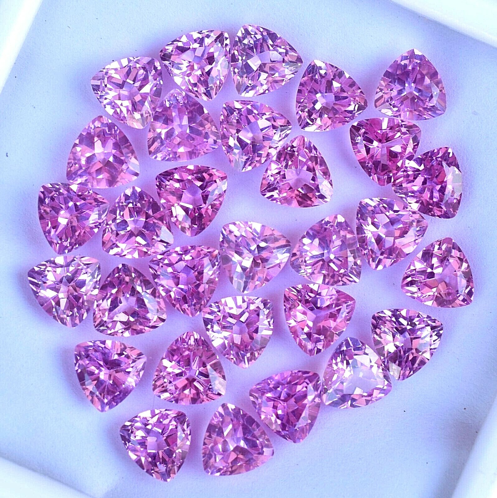 30 Pcs Natural Mogok Pink Ruby Trillion 6.90 MM Certified Treated Gemstone