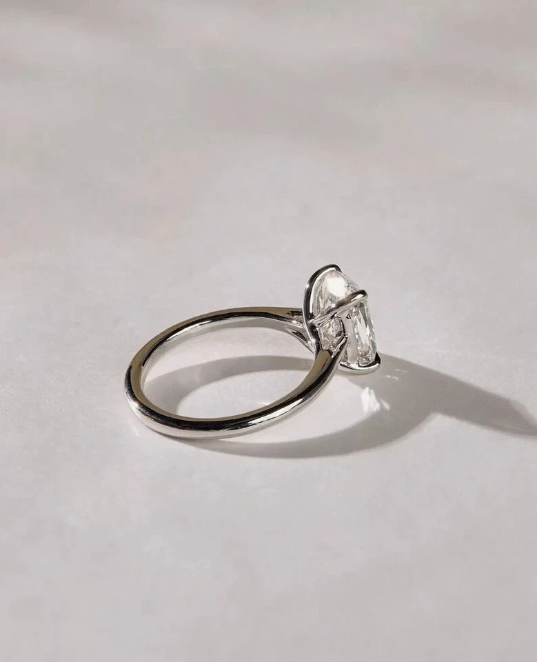 2.00 CT Elongated Cushion Cut IGI Lab Grown Diamond Ring 14K White Gold Plated