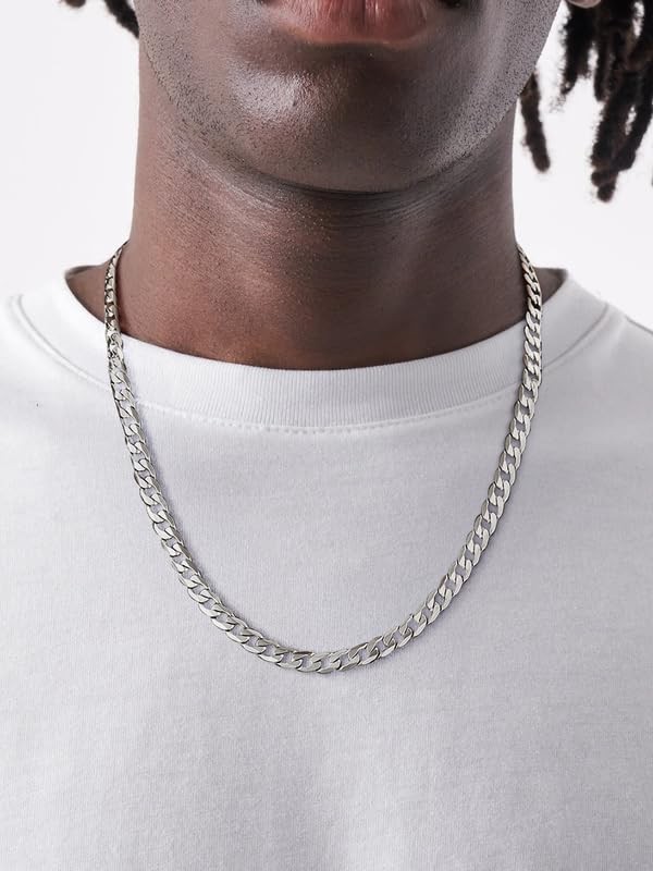3mm/5mm Cuban Link Chains for Men, Silver Necklace Chain, Mens Necklace Jewelry