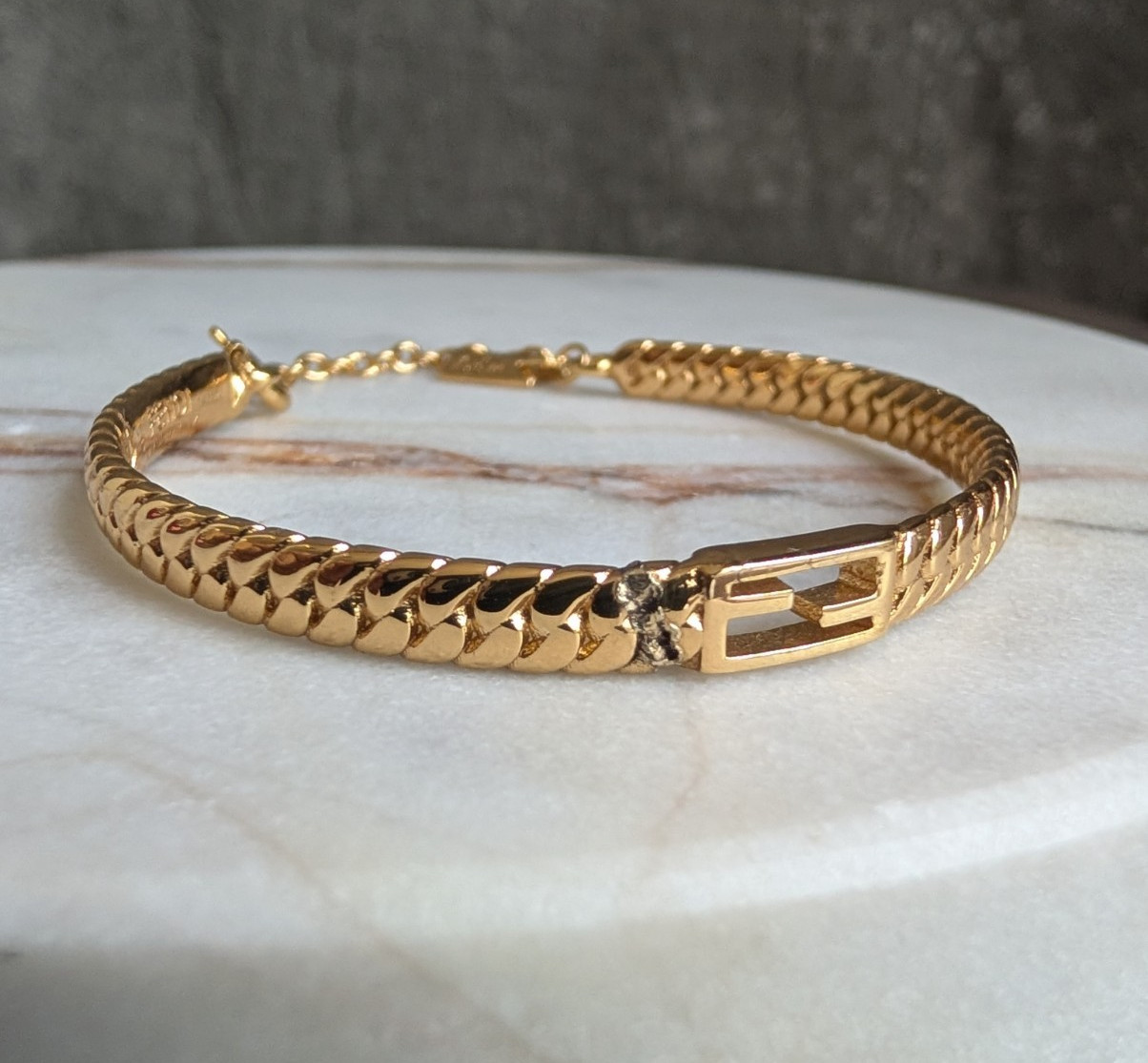 Vintage Fendi Gold-Plated “FF” Logo Bangle Bracelet – Repair & Restoration