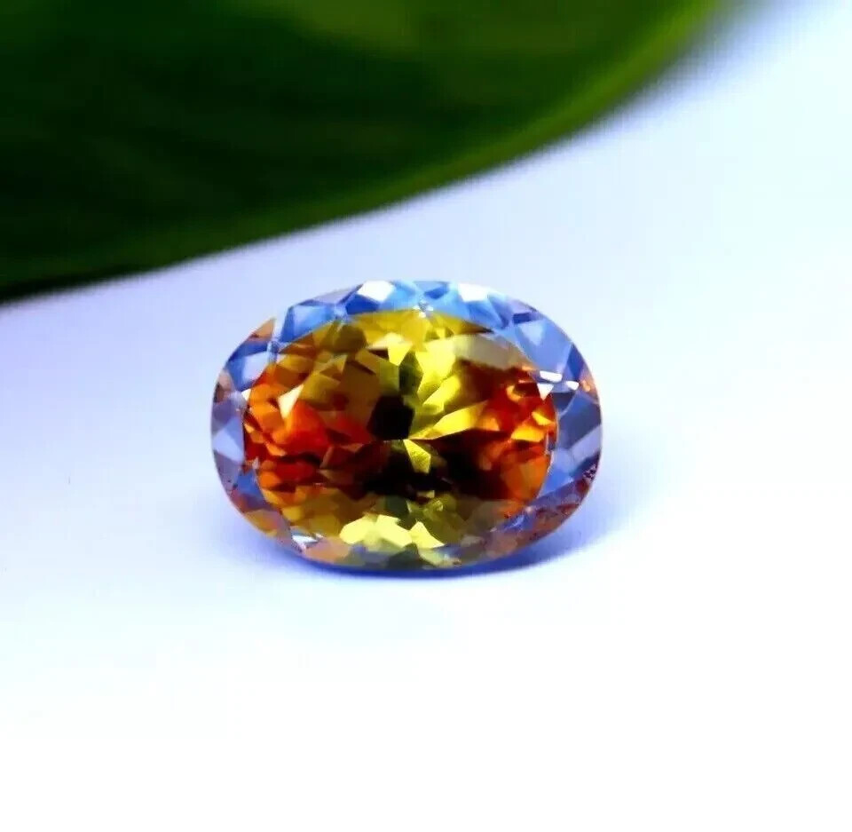 10.2 CT +Natural Bi-Color Pitambari Sapphire Oval Cut Certified Gemstone