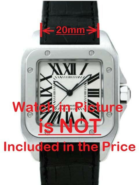 New 20mm PU Rubber Strap CARTIER SANTOS 100 Medium Diver Watch Band White x1