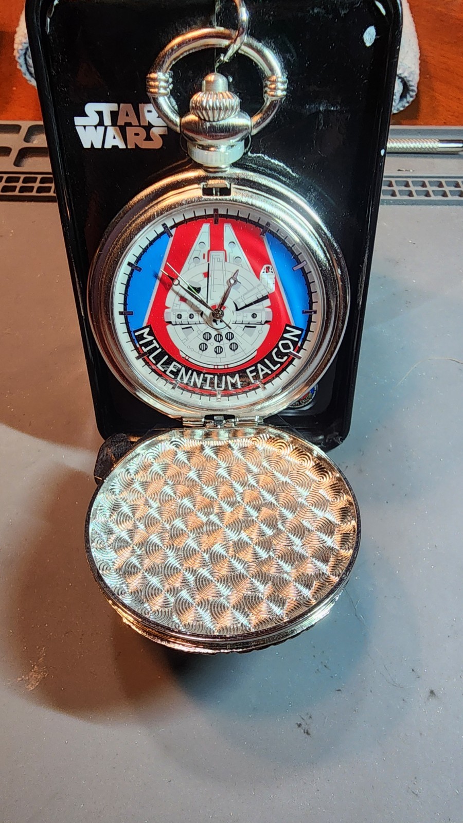 Star Wars Millennium Falcon Quartz Pocketwatch New In Box By Accutime Watch Corp