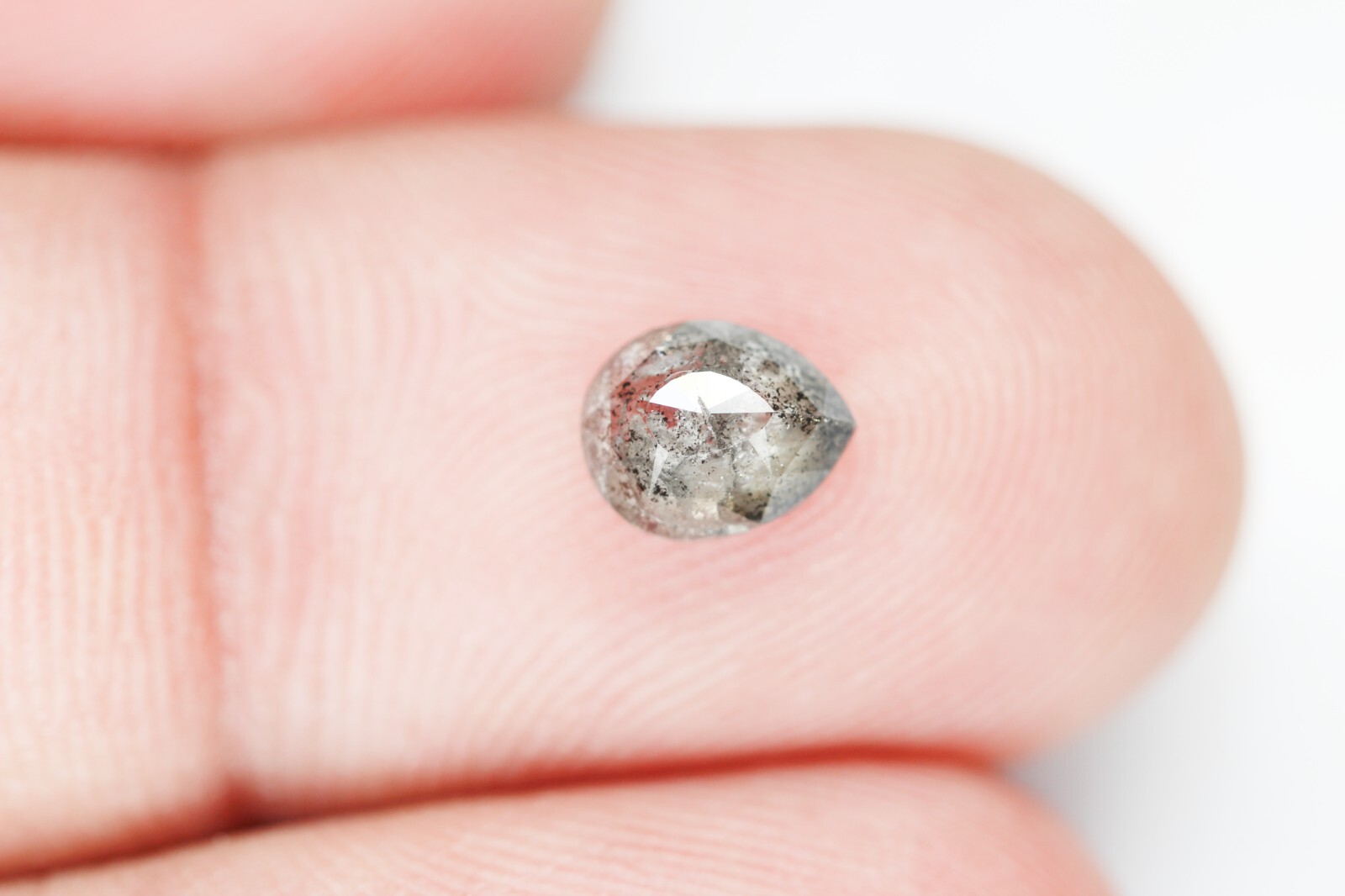 0.98 CT 6.9 MM Natural Loose Pear Salt And Pepper Diamond Grey Color Pear Shape