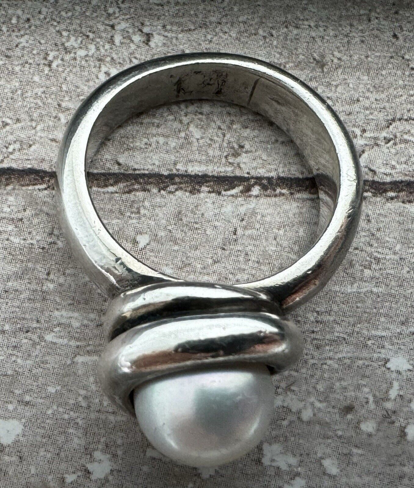 Retired James Avery 925 White Pearl Wrap Ring 8.4 Grams ~ Sz 4.25