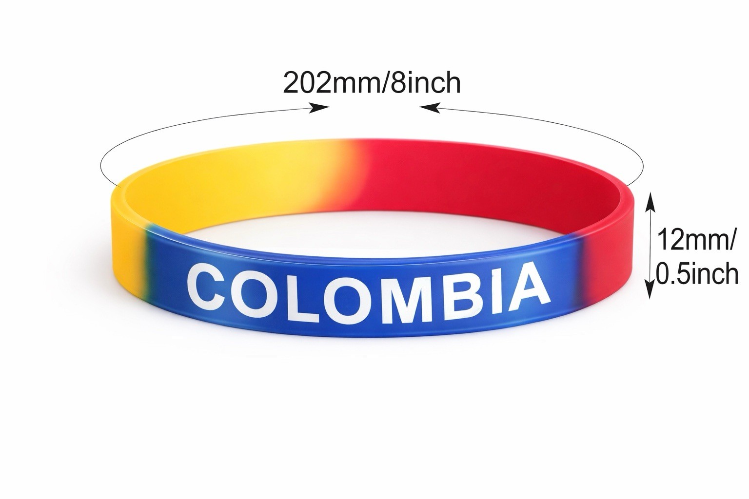Three (3) Colombia Silicone Wristband Bracelet Rubber – Colombian Flag