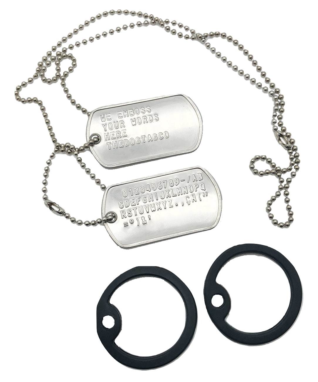 PAIR SET U.S. PERSONALISED STAINLESS STEEL ARMY MILITARY DOG TAGS -THEDOGTAGCO
