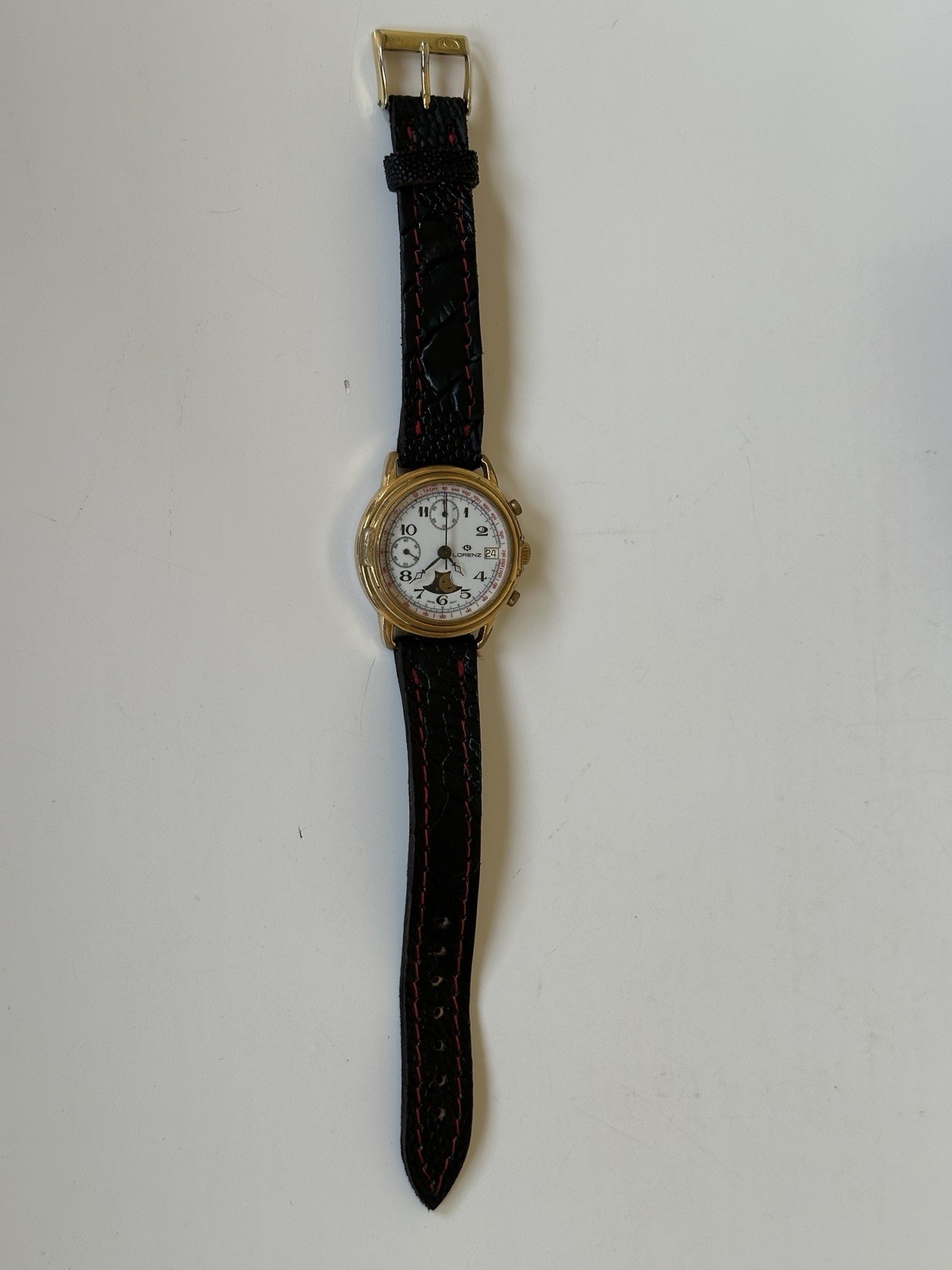 Vintage Lorenz Chronograph Moonphase Valjoux 7768 Mechanical Gold Plated 39mm