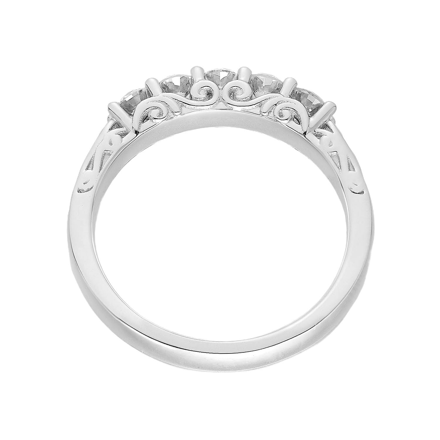 14K White Gold Round Natural Diamond Wedding Band MZ11420