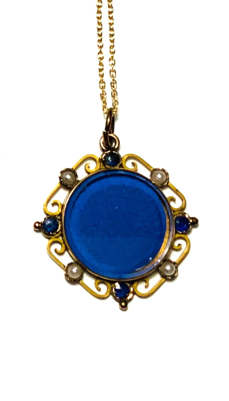 BEAUTIFUL! 9CT GOLD TOURMALINE GEMSTONES & PEARLS 2 Glass Covers LOCKET Necklace