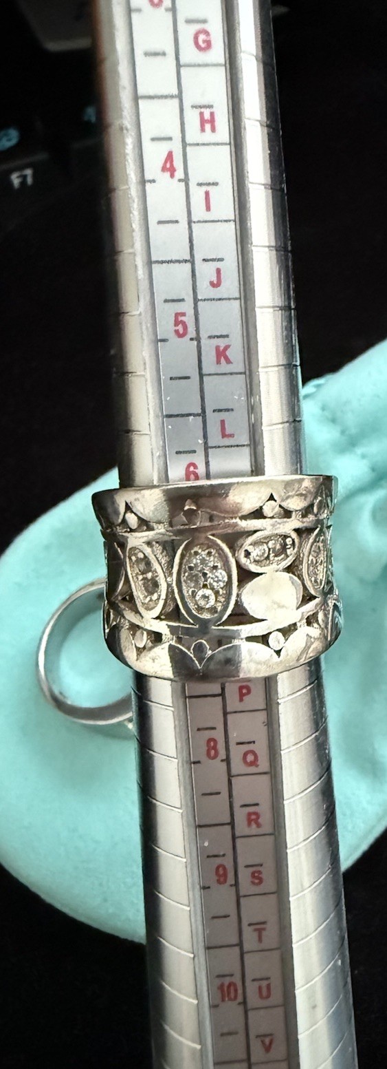 Sterling Silver Wide Band Rings – Lot of 3 Inlay, Pavé & Filigree Vintage ~20.6g
