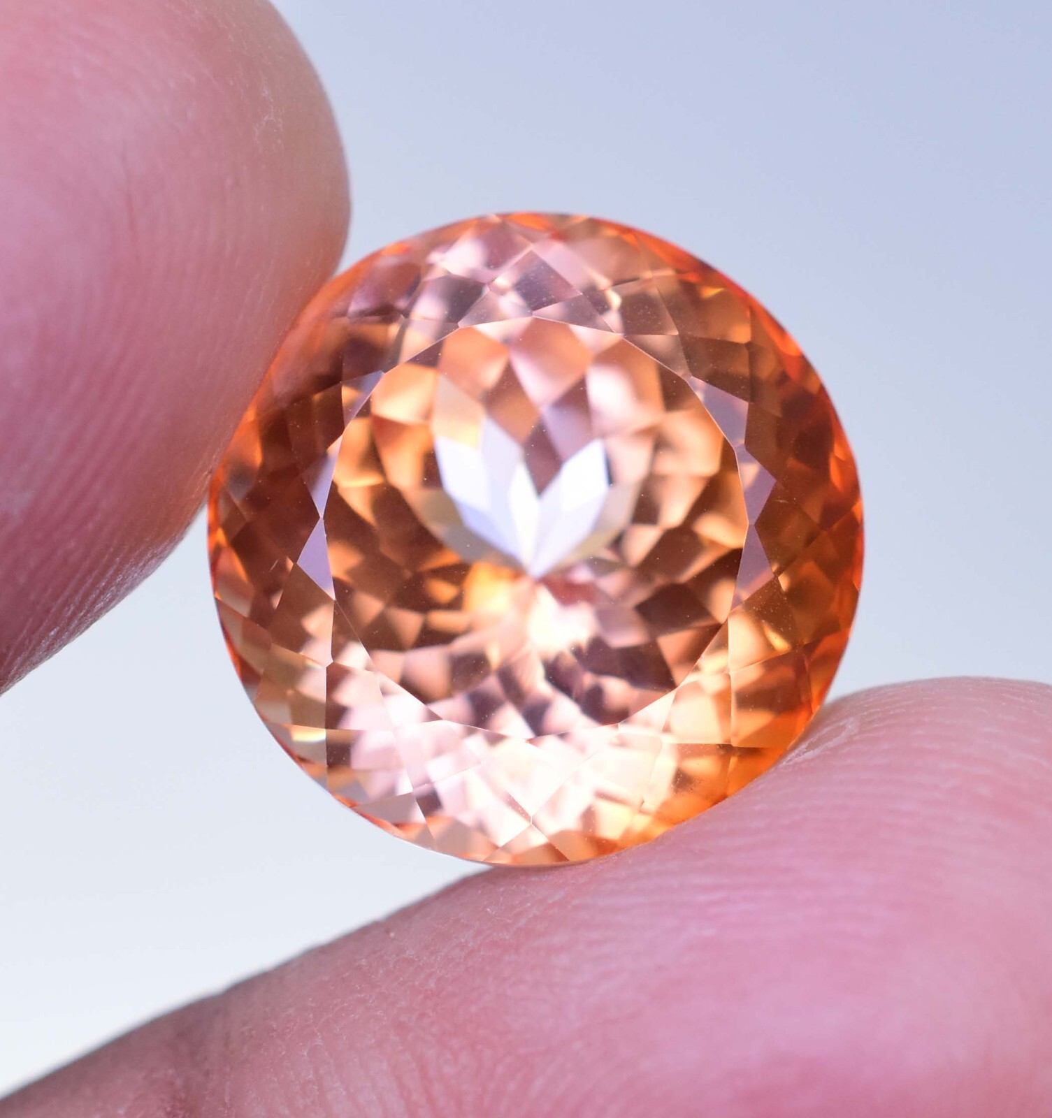 Natural imperial Topaz 18.20 Ct Round Stunning FLAWLESS Certified Gemstone