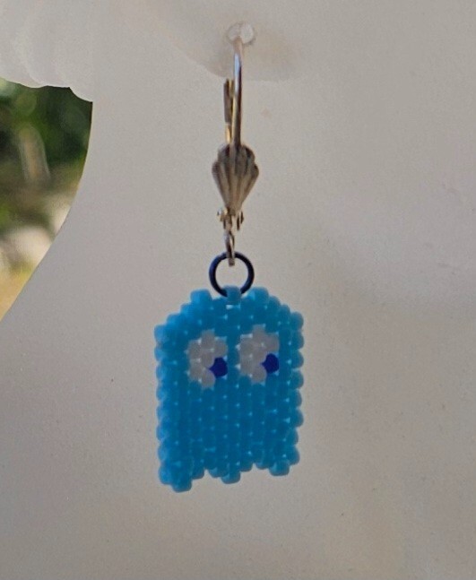 Pac-Man Blue Ghost Earrings