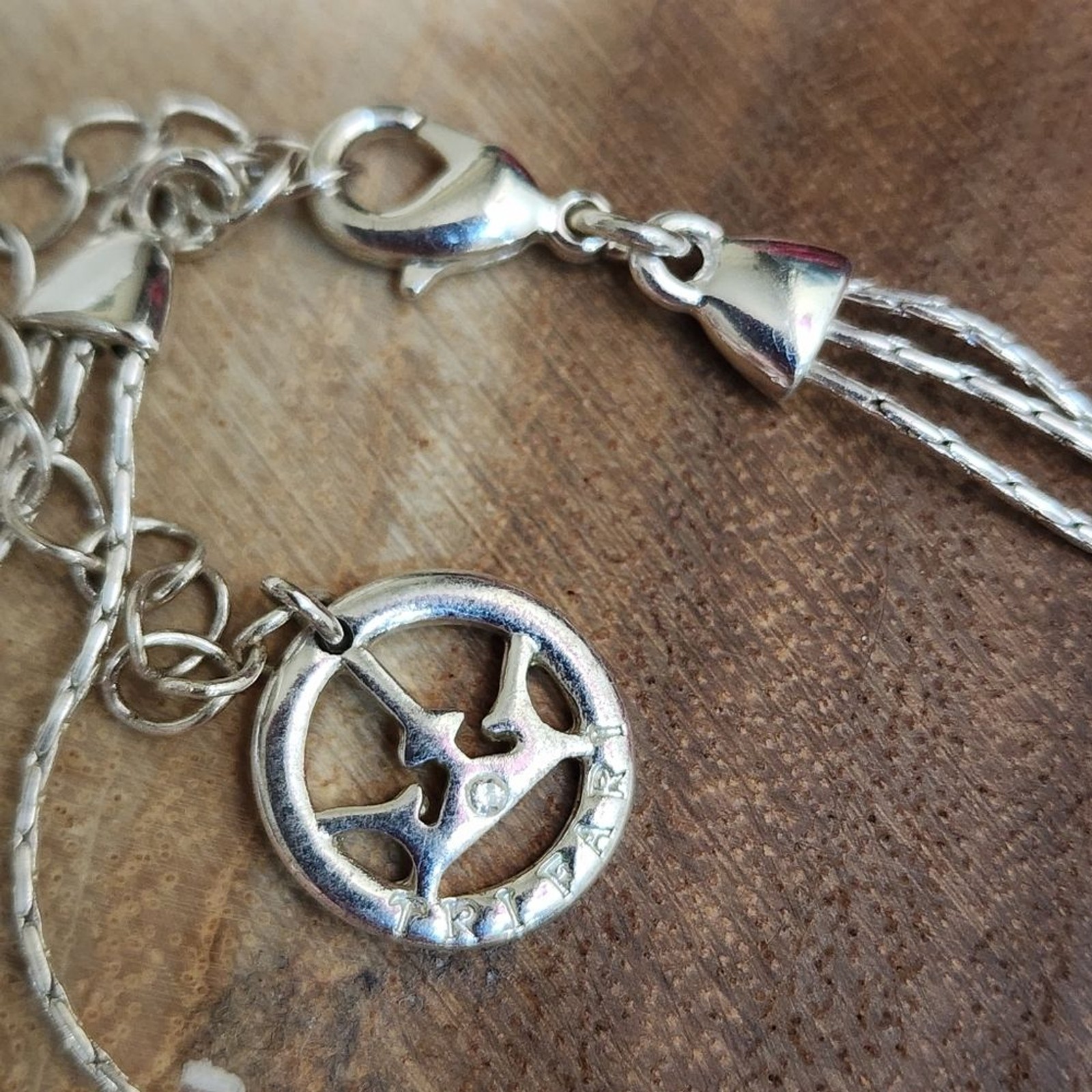 Rare Vintage Trifari 3 Strand Silver Toned Mobius Necklace