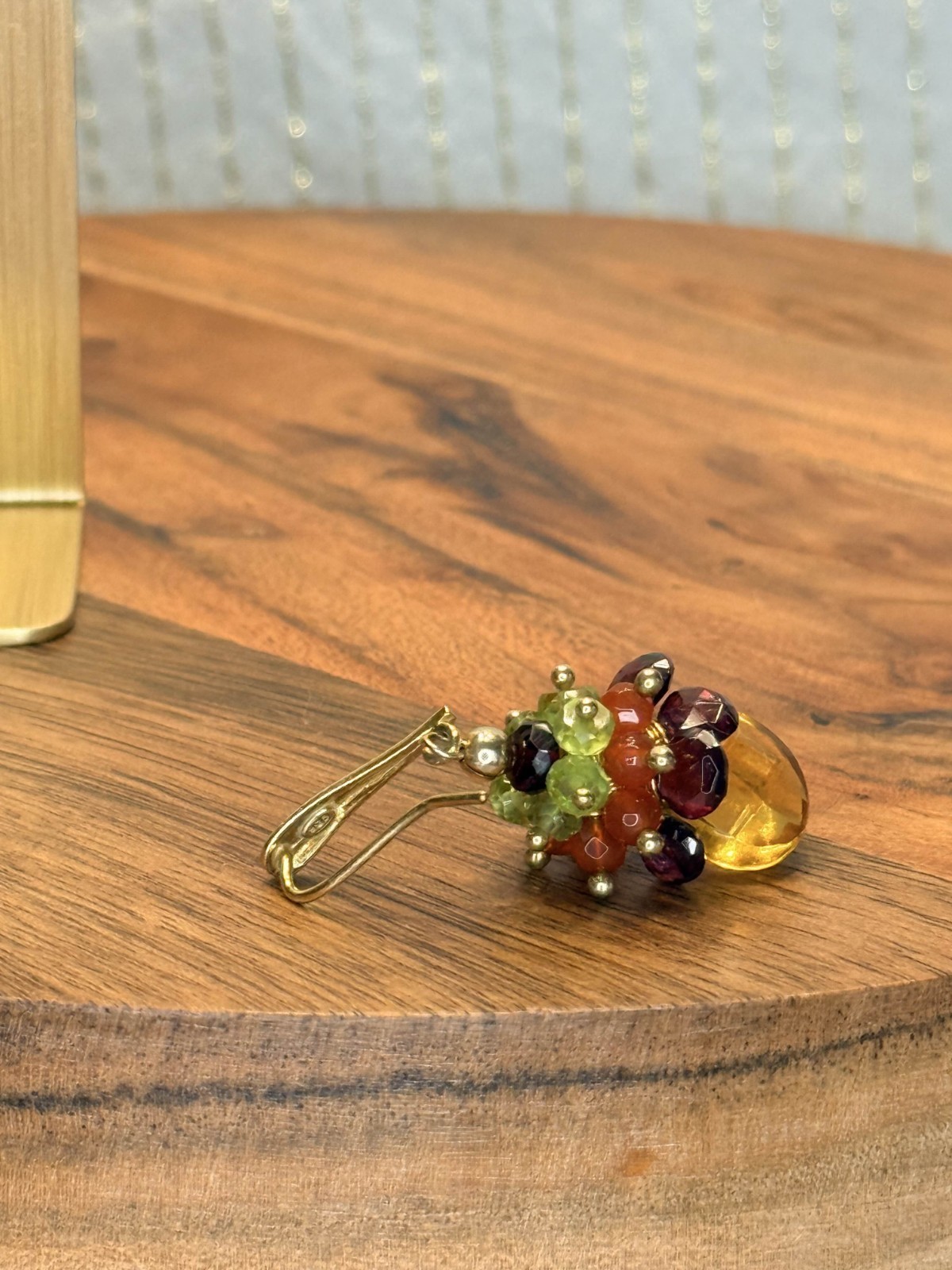 Citrine W/Garnet, Peridot, Carnelian and Amethyst Earrings 10 Kt over SS