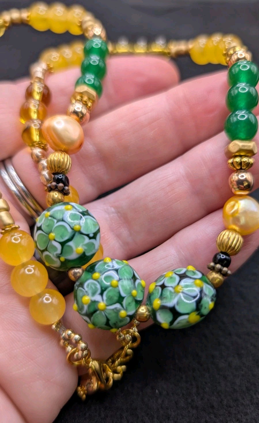 Women’s Stylish Artisan Lampwork Mixed Beaded Necklace 21″ Long