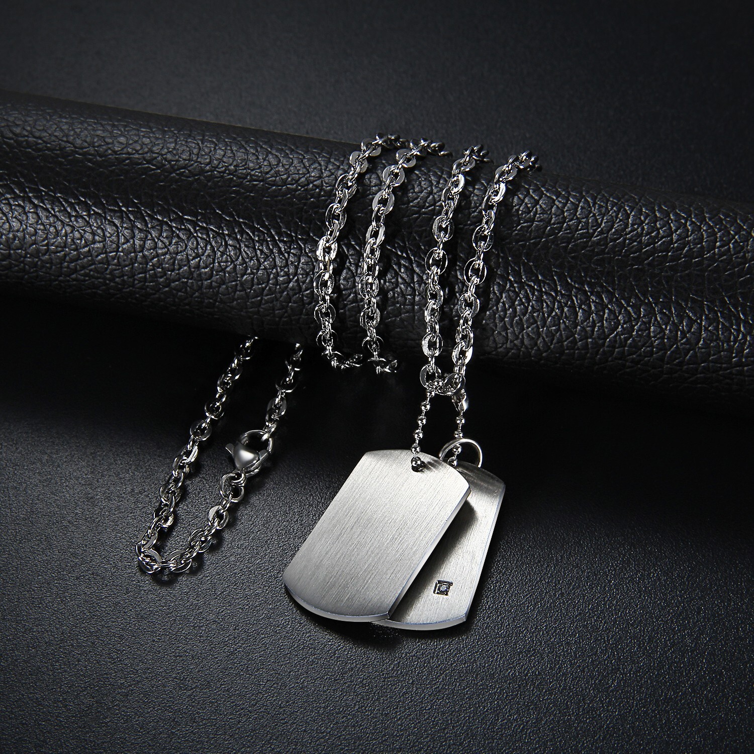 Stainless Steel Military Army Dog Tags Men Pendant Necklace with Free Engraving