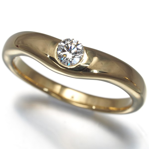 Auth Tiffany&Co. Ring Diamond Curved Band US6-6.25 18K 750 Yellow Gold