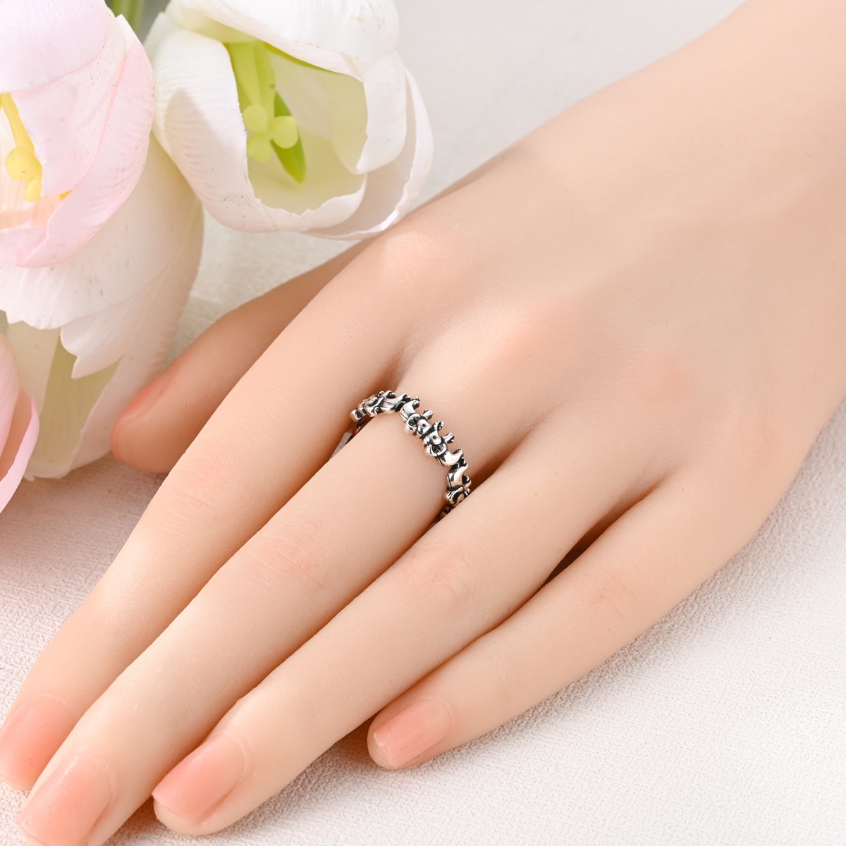 LAZA Original Retro 925 Sterling Silver Love Elephants Finger Ring Women Jewelry